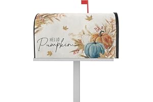 EZON-CH Hello Pumpkin Magnetic Mailbox Cover Oversized 21"x25.5" Fall Thanksgiving Vintage Orange Blue White Pumpkins Post Box Cover Mailbox Wraps Post Letter Box Cover for Holiday Garden Yard Outdoor Decor