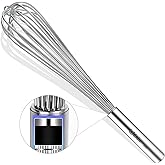 Webake Commercial Whisk Heavy Duty 17in Large Whisk, 304 Stainless Steel Whisks for Mixing, Beating, Blending, Professional Kitchen Tools