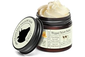 URQT Beef Tallow for Skin - Organic Grass-Fed Whipped Beef Tallow and Honey Balm - Deeply Moisturizing for Face & Body - Natural Skin Care for Soft, Supple Skin