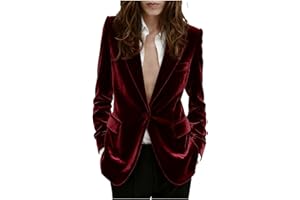 Womens Velvet Blazer Slim Fit Suit Jacket One Button Warm Blazer for Winter Wedding Prom Warm Women Blazer