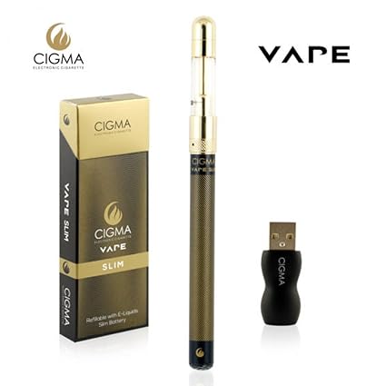 Cigma Vape Slim Schwarz | Die Kleinste und Dünnste, Auflad- und Nachfüllbare E-Zigarette der Welt | E-Zigarette Starterset | 
