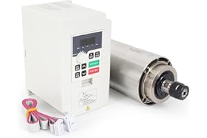 RATTMMOTOR CNC Spindle Motor Kit, 2.2KW Air-Cooled Spindle Motor ER20 110V 80mm High Speed Spindle 24000RPM+2.2KW 110V VFD Single to 3 Phase Inverter Variable Frequency Drive Converter for CNC Router