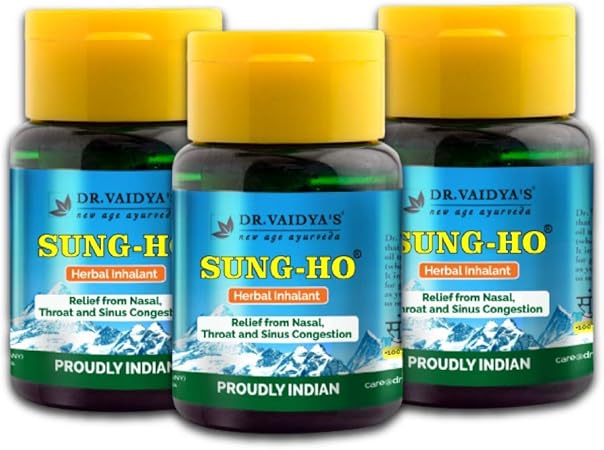 Dr. Vaidya's Sung Ho Ayurvedic Inhaler For Nasal Congestion, 10g Each (Pack of 3)