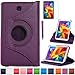 AiSMei Tab 4 8.0 Case, Rotating Stand Case for Samsung Galaxy Tab 4 8.0 SM-T330NU SM-T331, SM-T337 8-Inch Tablet PC, 8inch PU Leather Case + Bonus Stylus + Screen Protector - Purple