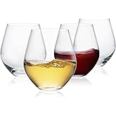 BENETI Premium Stemless Wine Glass | 18oz European Made Stemless Wine Glasses set 4 | Crystal Glass Cups For Red & White Wine, Durable Drinking Glasses