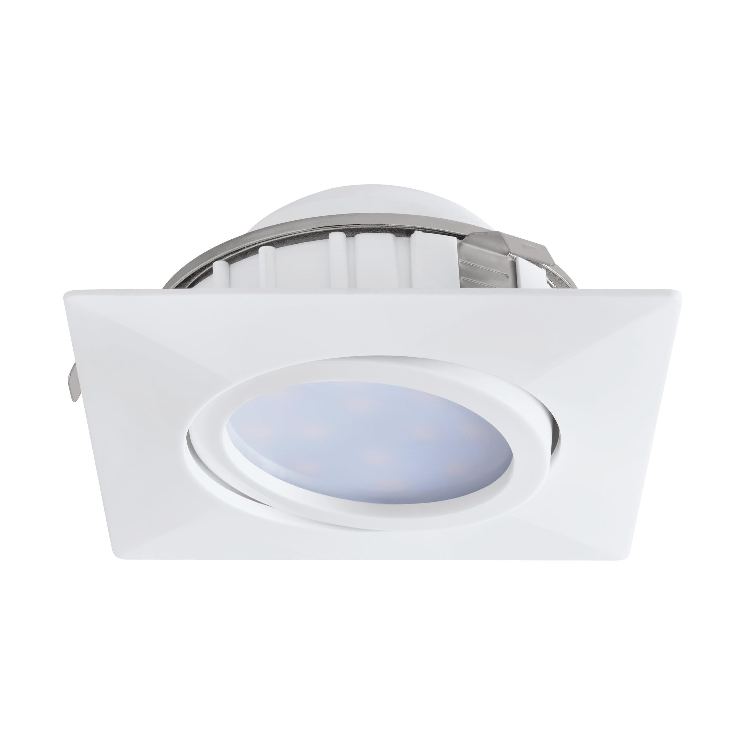 EGLO Pineda LED Recessed Spotlight, LED Spot Plastic, LED Recessed Light in White, Recessed LED Flat and Swivel, L x W 8.4 cm