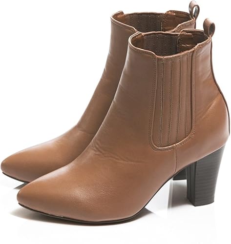 Amazon メヌエ レディース ポインテッドトゥ サイドゴア ブーツ ハイヒール ショートブーツ 3e 秋 冬 8cmヒール ブーツ ブーティ