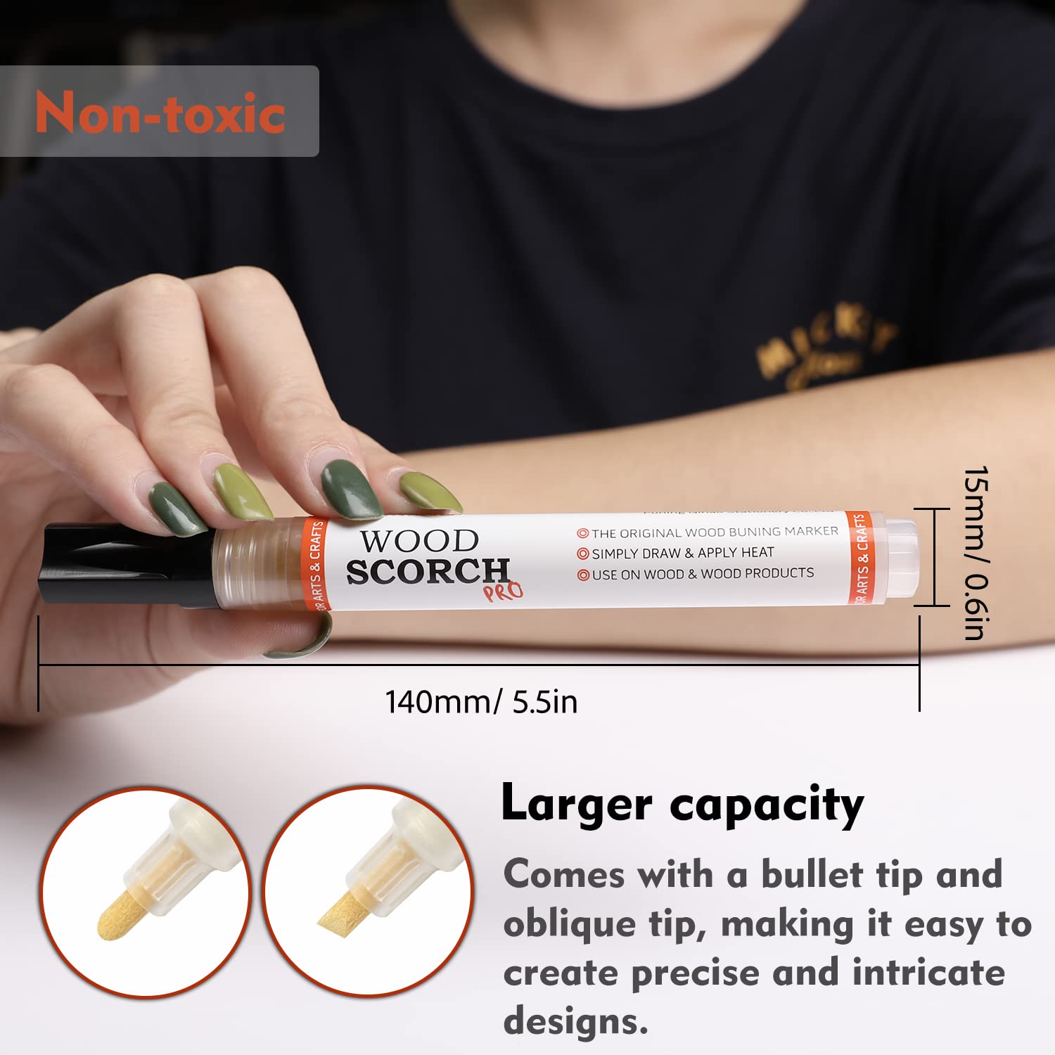 SUIUBUY Wood Burning Pen Kit, 2 PCS Scorch Pens Equipped with 2 PCS Replacement Oblique Tip, Chemical Burner Set, Suitable for Beginners of DIY Wood Burning Projects