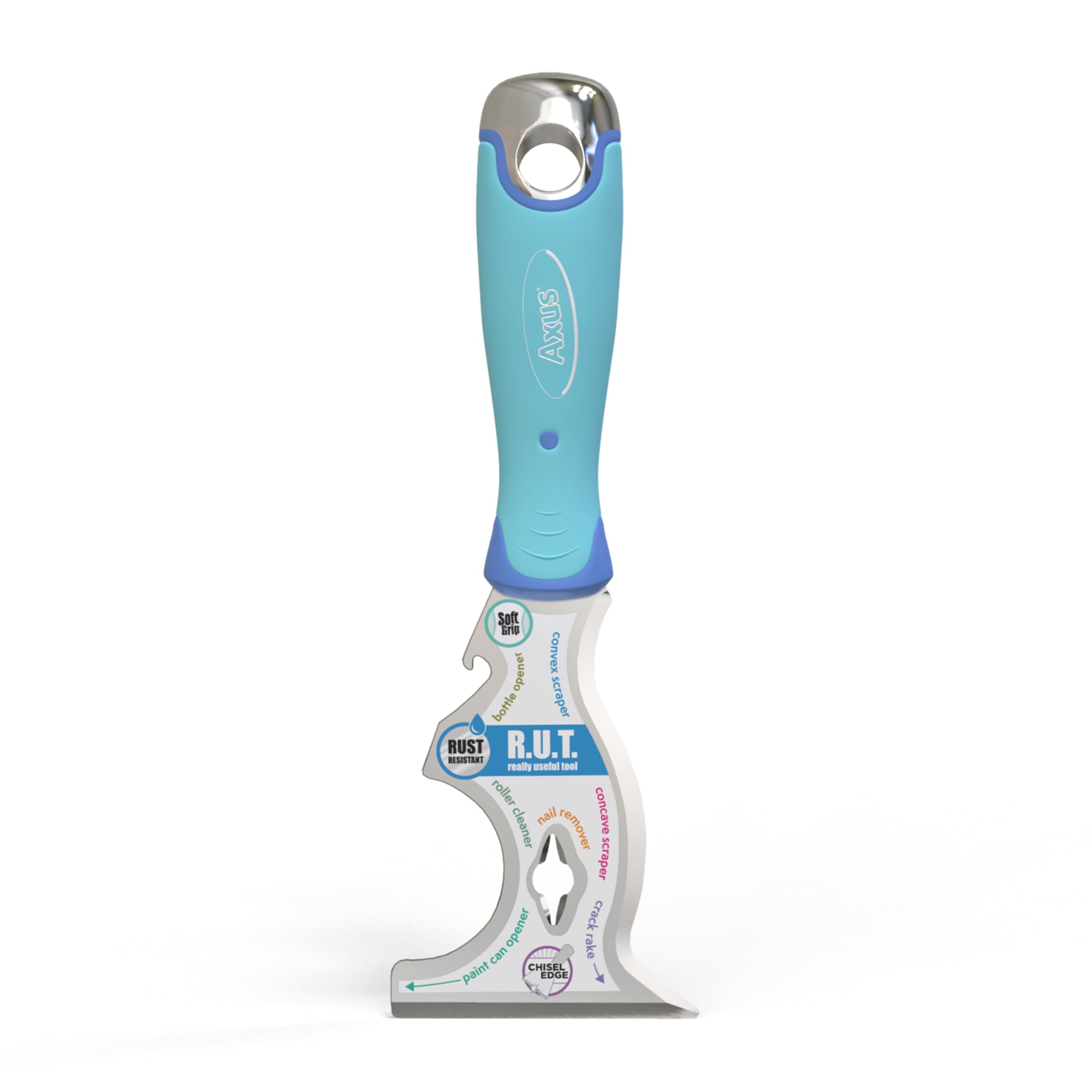 Axus Decor 8-in-1 Multi-Use Painter's Tools - 3" / 75mm - Paint Scraper for Removing Paint and Wallpaper - Ideal for Professional & DIY Projects, Stainless Steel & Ergonomic Handle