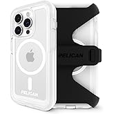 Pelican Voyager Series - iPhone 15 Pro Max Case 6.7" [Compatible with MagSafe] [Anti-Yellow] Magnetic Charging Phone Case With Belt Clip Holster Kickstand [18ft Military Grade Drop Protection] - Clear