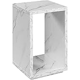 Convenience Concepts Northfield Admiral End Table with Shelf, White Faux Marble