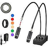 Microscope Light 6W 6500K Dual Gooseneck Spotlight with Adjustable Lights Microscope 64 LED Ring Illuminator Source for Industrial Digital Stereo Microscope Camera, PCB Repair, Soldering