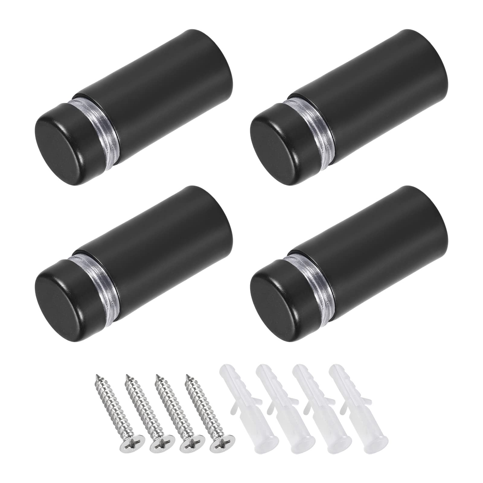 METALLIXITY Sign Standoff Screws (12x28mm) 4pcs, Stainless Steel Advertising Screws Glass Acrylic Nail - for Picture Frame Sign Displays, Matt Black