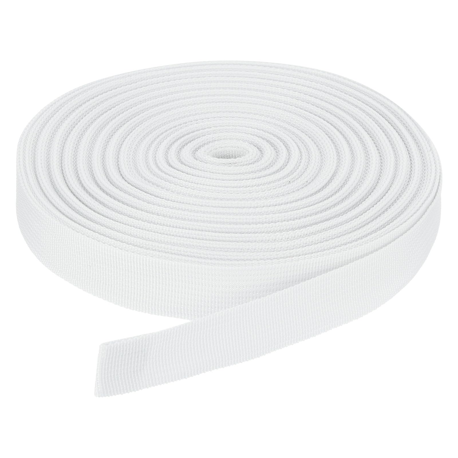 DMiotech 25 Yard x 1 Inch Width Nylon Webbing Strap Poly Flat Webbing Strapping for DIY Craft Backpack Strapping, Sewing, Outdoor Gear Repair, White