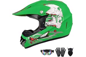CUTEY DOT Approved Off-Road Helmet for Kids, Youth, and Adults - Motocross, Dirt Bike, 4-Wheel,BMX, ATV Motorcycle with Gloves, Goggles, and Mask