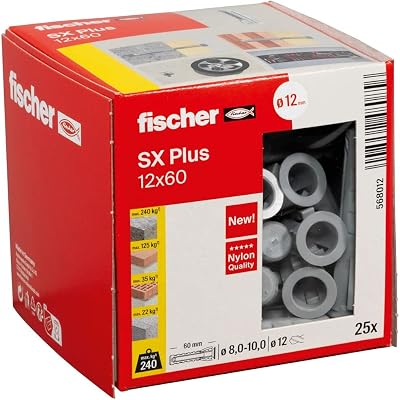 fischer SX Plus Expansion Wall Plug 12mm x 60mm Pack 25