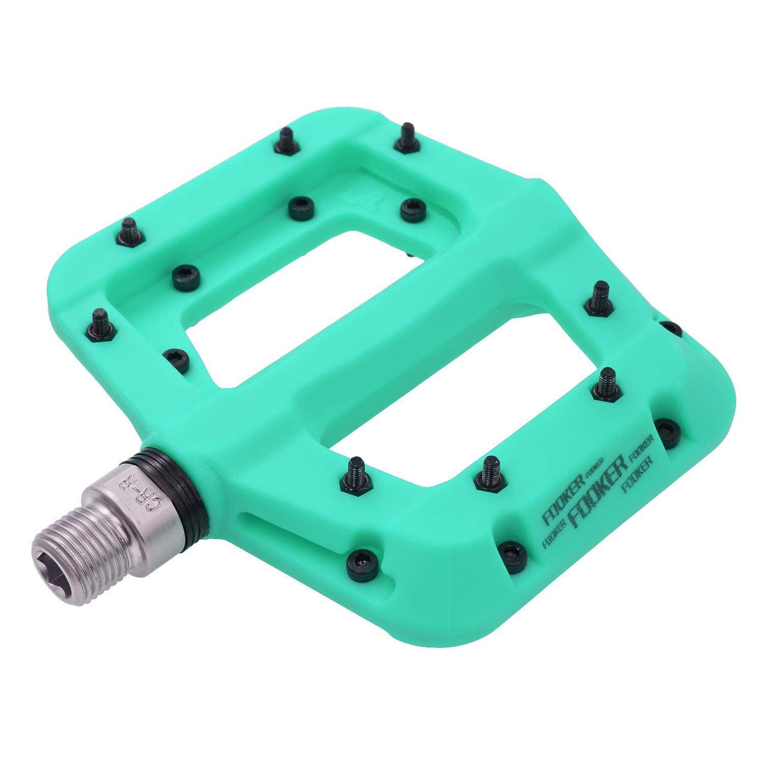 FOOKER MTB Pedals Mountain Bike Pedals 3 Bearing Non-Slip Lightweight Nylon Fiber Bicycle Platform Pedals for BMX MTB 9/16" (922-Green3bearings)