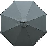 YOUGE OUTDOOR 10Feet Patio Umbrella Replacement Canopy, For 8 Ribs,Market and Table Umbrella Top,Universal Strong and Thick Umbrella Canopy,UV Protection,Canopy Only. (Gray)