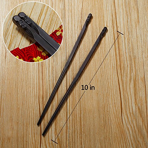 image for Chopsticks Reusable Chinese Natural Wood with Rest and Bag Gift Set Un