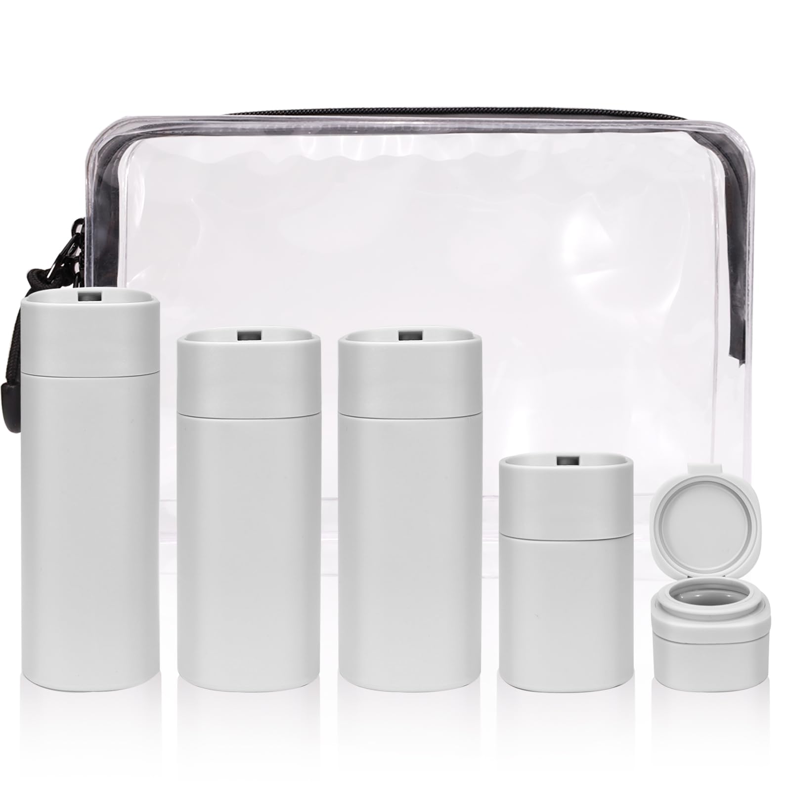 LELE LIFE 5 Pack Travel Toiletry Bottles Set, Leak-Proof, Squeezable, Refillable, Empty Travel Size Containers for Shampoo Conditioner Lotion, Grey