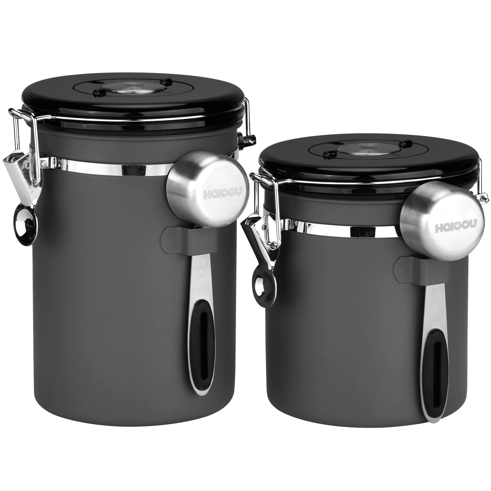 HAIOOU Airtight Coffee Canister, 22OZ +16OZ 2 Piece Stainless Steel