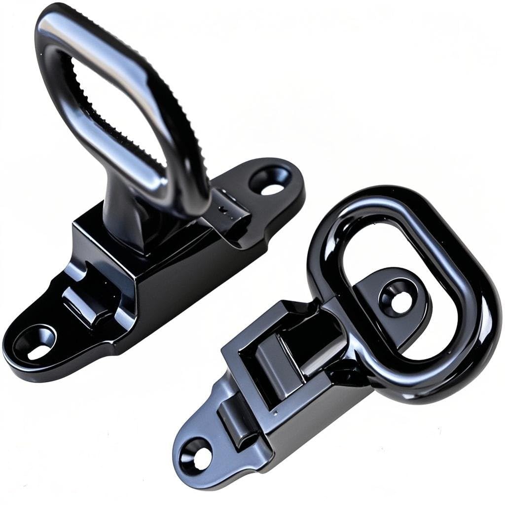 Photo 1 of 2 Pack Stainless Steel Folding Step, Heavy Duty 304, Non-Slip Tread, Utility Bed Body Handle for Boat, Yacht, RV, Truck (Black)