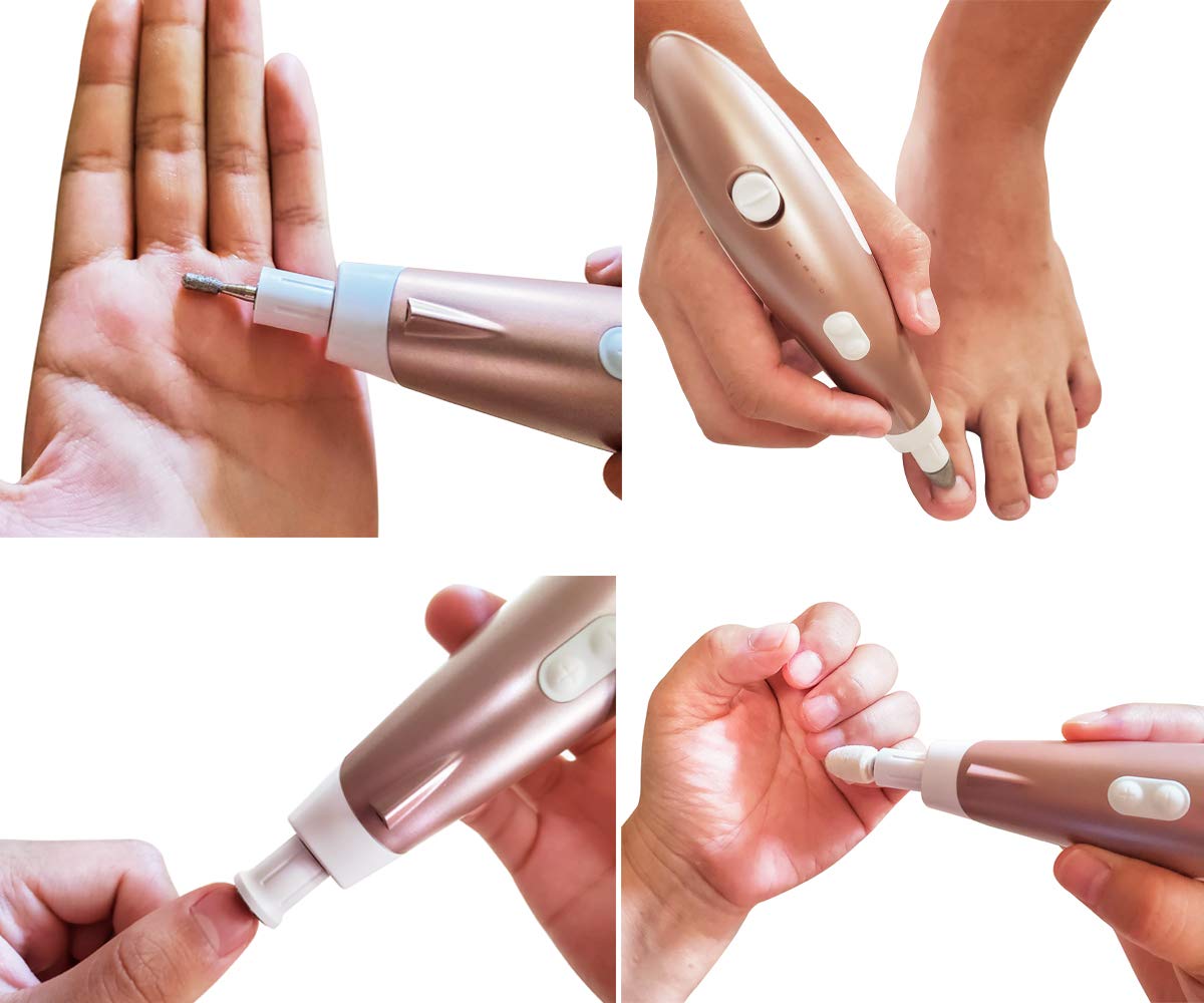 Corded Electric Nail Drill Set (File, Buffer, Polisher with 7 bits) –Powerful Professional Manicure & Pedicure Nail Care Tools for Natural, Acrylic, Gel Nails : Beauty