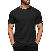 COOFANDY Men's Cotton T-Shirt Short Sleeve Crew Neck Tee Shirts Casual Solid Basic Tops