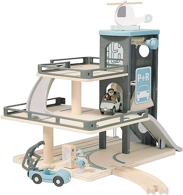 wooden toy garage with lift
