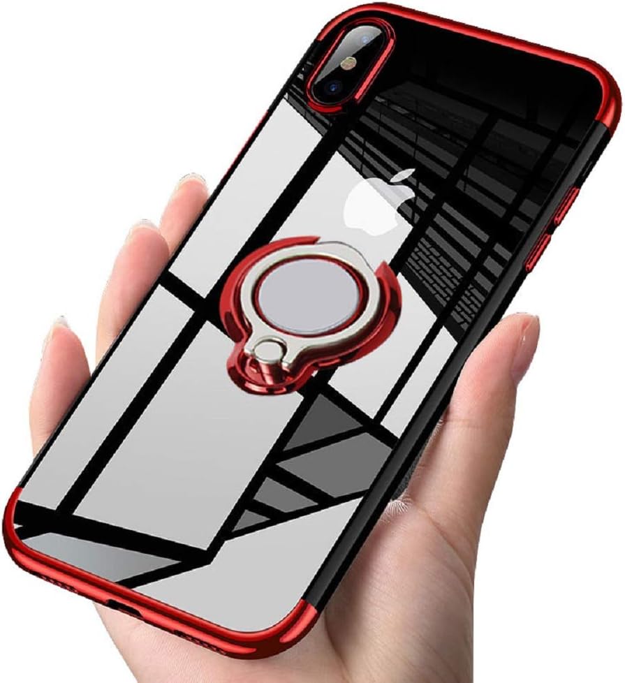 ATUSIDUN Designed for iPhone X/iPhone Xs 5.8 Case Clear Slim 360° Adjustable Ring Holder in Soft TPU Thin Anti-Scratch Shockproof Impact Protection for Magnetic Car Mount