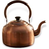 3.2 QT Solid Copper Whistling Kettle | Large Capacity &amp; Cool-Touch Handle | with Cool-Touch Rope Handle,thicker Copper Pot for Induction, Gas, Electric Stovetops, Fast Boiling Vintage Tea Maker，Bronze