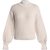 GORGLITTER Women's Floral Lace Long Sleeve Fall Sweater Crew Neck Oversized Knitwear Tops