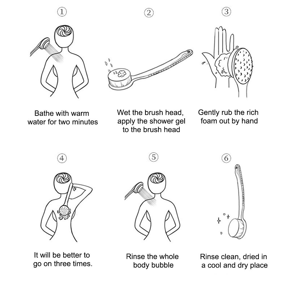 Premium Dry Bath Body Brush Set, Natural Boar Bristle Body Back Brush (Long Handle) & Bath Shower Brush, Perfect for Massage and Exfoliating, Promote Blood Circulation, Good for Health and Beauty