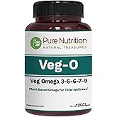 Pure Nutrition Vegan Omega 3-5-6-7-9 | 120 Softgels | 600mg per Serving of 2 Softgels | Multi Omega Supplement for Overall Health | Non GMO | Gluten Free