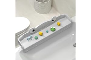 MMIOFANT Splash Guard for Bath Tub-Bathtub Caddy Tray with Play Shelf-Bathtub Shelf Over Tub for Kids' Toy-Bathroom Toy Organizers and Storage-Bath Side Table Toy Holder for Kid Baby Toddlers (Gray)