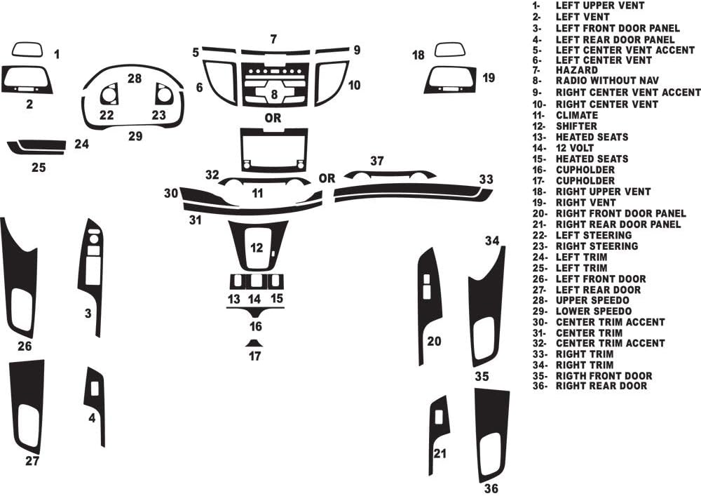 Rvinyl Rdash Dash Kit Decal Trim for Honda CR-V 2012-2014 - Wood Grain (Burlwood Honey)