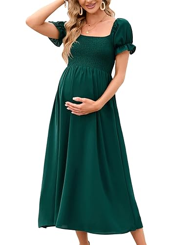 2024 Mesh Ruched Maternity Dress Baby Shower Wedding Guest Pregnancy Shoot  Fall Long Sleeves Square Neck, Aventurine Green, Large in Dubai - UAE |  Whizz Night Out & Cocktail