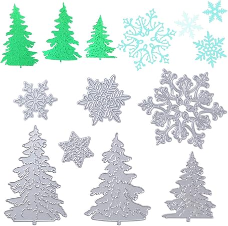 Stencil Stella Di Natale.Vinfutur 7pz Fustelle Natale Albero Fiocchi Di Neve Stencil Cutting Dies Per Fai Da Te Album Di Carta Biglietti Scrapbooking Amazon It Casa E Cucina