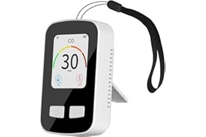 IAFER Portable Carbon Monoxide Detector, 3in1 Travel Carbon Monoxide Detector Portable Temperature Monitor Humidity Meter, Portable CO Detector for Travel with Kickstand & Lanyard
