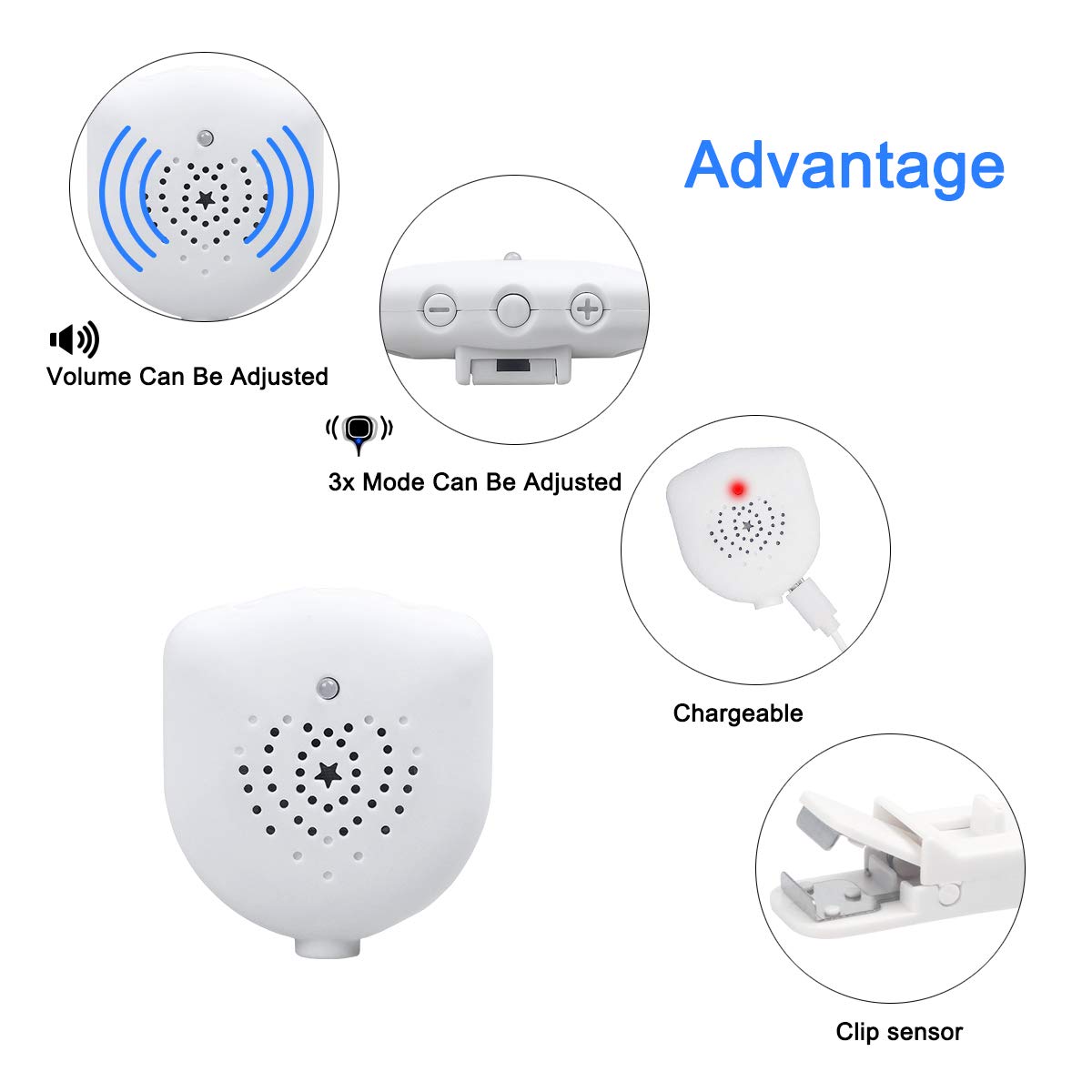 Bedwetting Alarm for Boys and Girls, USB Rechargeable, Pee Alarm with Music Optional and Volume