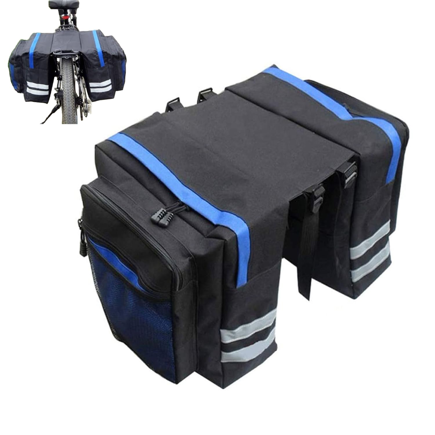 Bicycle Rear Seat Bag, 30 L Bicycle Pannier Rack Bags, Double Bag Bicycle, Waterproof Bike Rear Rack Bag, Large Double Pocket Bicycle, for The Rear Seat Storage of The Bicycle, Blue