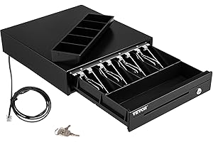 VEVOR Cash Register Drawer, 13" 12 V, for POS System with 4 Bill 5 Coin Cash Tray, Removable Coin Compartment & 2 Keys Includ