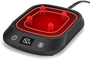 AZFUNN Coffee Mug Warmer for Desk, 36W Electric Candle Warmer Plate up to 130℉-180℉, 6 Temp Setting, 8H Auto Shut Off and Timer, Smart Candle Wax Cup Warmer Heated Plate (No Cup)