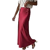 Prinbara Women's Satin Maxi Skirts Dressy Casual Zipped High Waisted Flowy Silk 2026 Spring Elegant Business Party Long Skirt