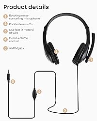 KLOJIM Wired Headphone for PC/Laptop - On-Ear