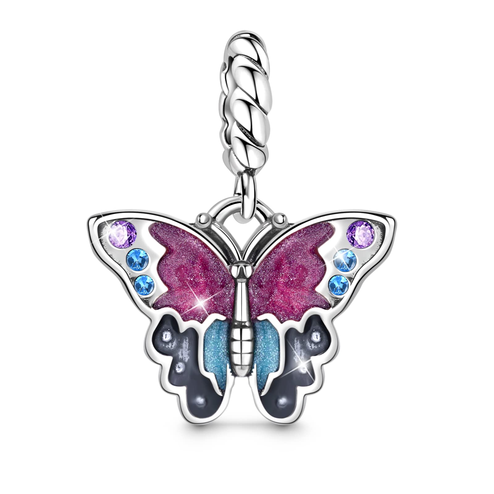 GNOCE Butterfly Pendant Charm Sterling Silver Dangle Charm Fit Bracelet/Necklace for Women Girls Wife Daughter