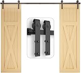 TSMST 305CM Sliding Barn Door Hardware Kit Track Roller for Double Doors