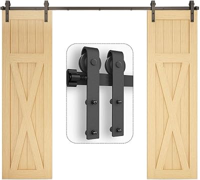 TSMST 305CM Sliding Barn Door Hardware Kit Track Roller for Double Doors
