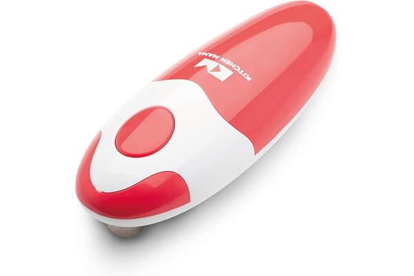 Kitchen Mama Auto Electric Can Opener: Open Your Cans with A Simple Press of Button - Automatic, Hands Free, Smooth Edge, Food-Safe, Battery Operated, YES YOU CAN (Red)