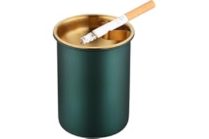 MAOMAOCHA Car Ashtray with Lid, Portable Smell Proof Self-Extinguishing Auto Ashtray, Detachable Smokeless for Car Cup Holder, Stainless Steel Windproof Butt Bucket Ash Tray for Outdoor Travel Home Office